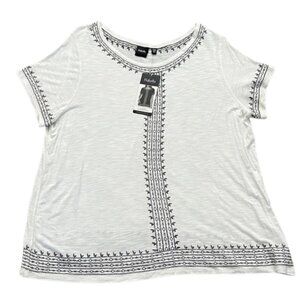 NWT Rafaella Women's White and Black Embroidered Soft Sleeveless Top - Size XL